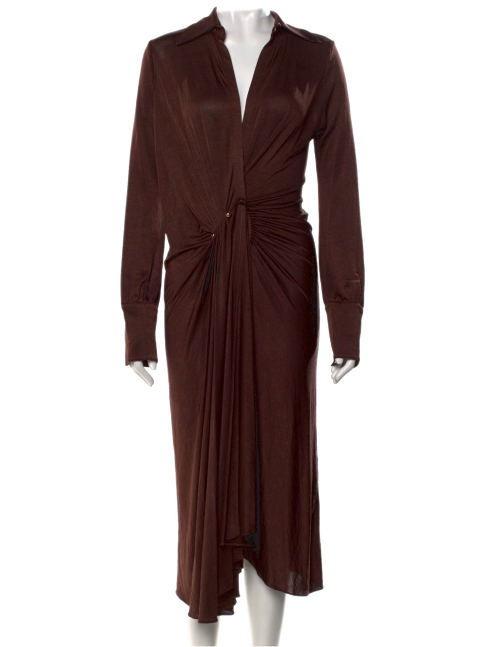 Dodo Bar Or Lorenne Dress IT 40 US 4 Brown Draped Ruched Midi NWT $760